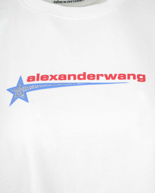Crystal Hotfix Star Jersey Tee in White