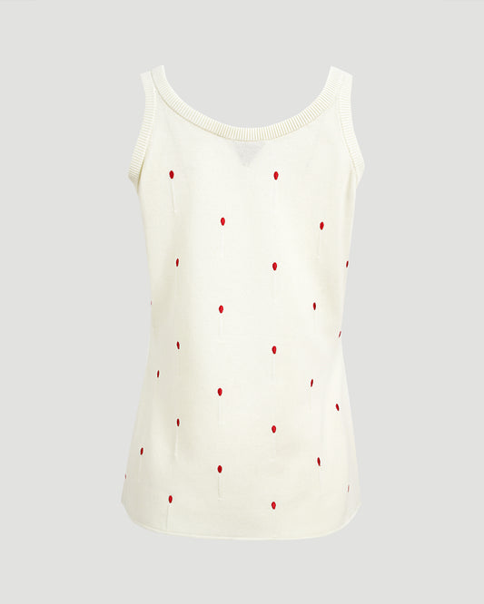 Cotton Embroidered Matches Tank Top
