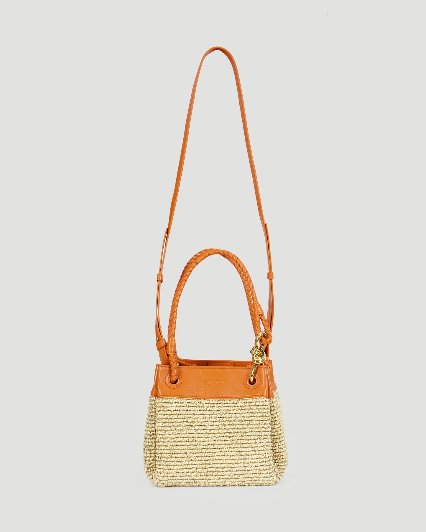 Small Parachute Bag in Raffia And Leather