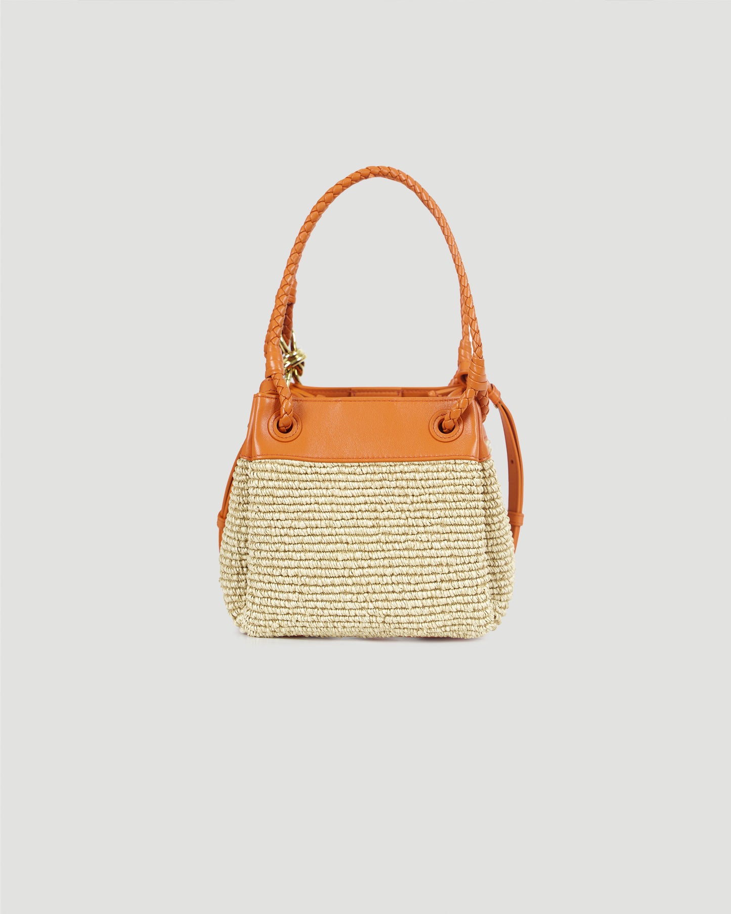 Small Parachute Bag in Raffia And Leather