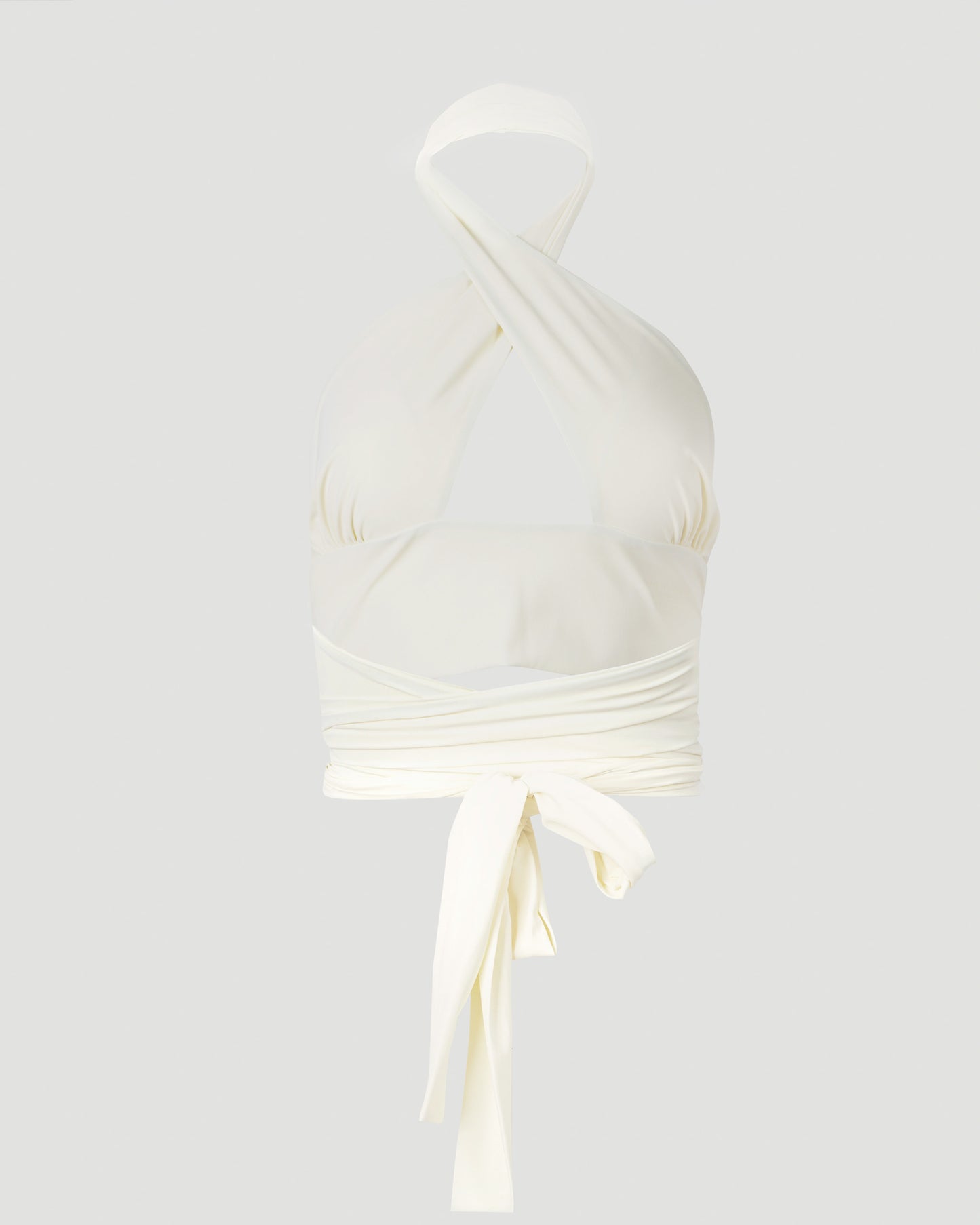 Crisscross Swim Bra With Tie-Back in Cream
