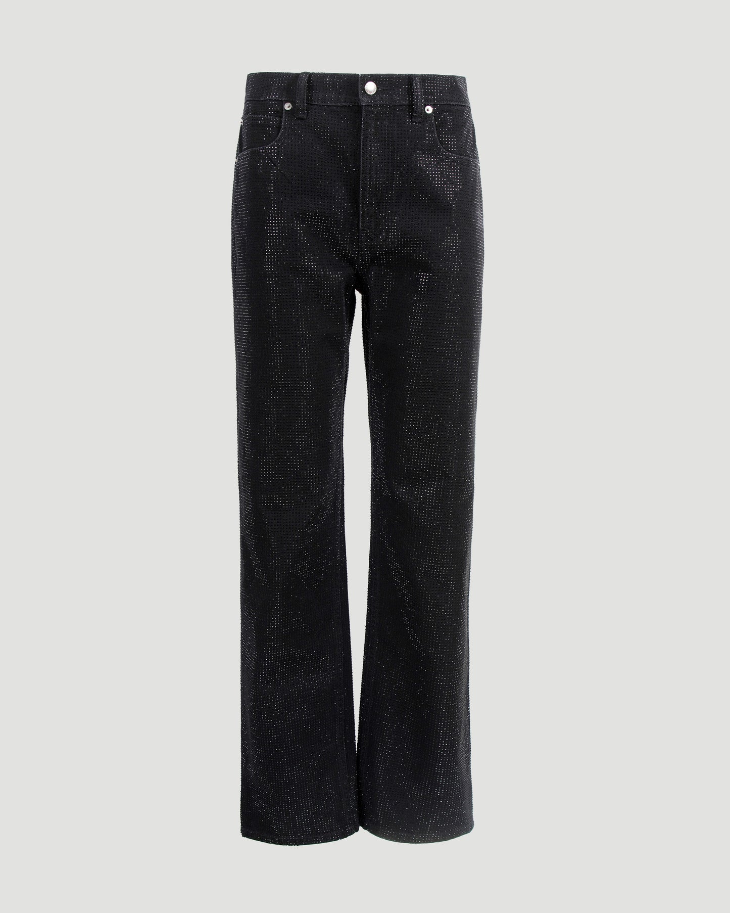 Crystal Rhinestone Hotfix Straight-Leg Jeans