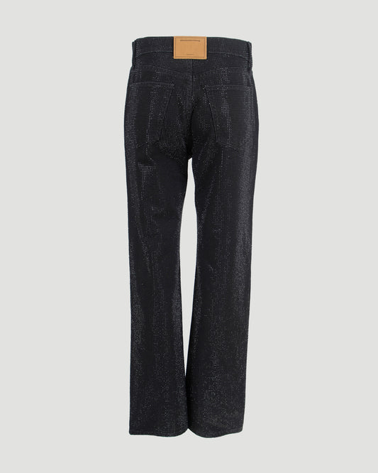 Crystal Rhinestone Hotfix Straight-Leg Jeans