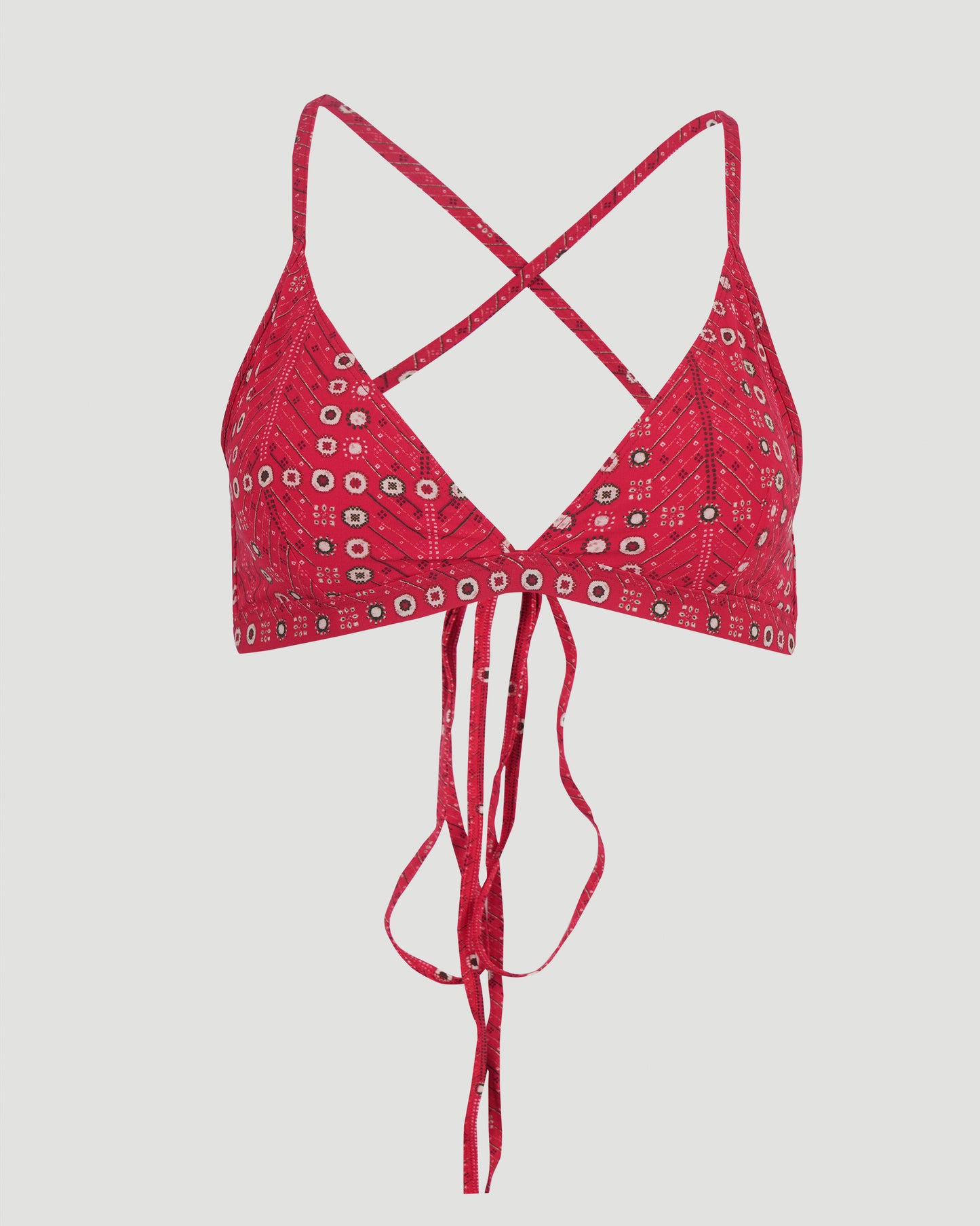 Printed Bikini Top in Red