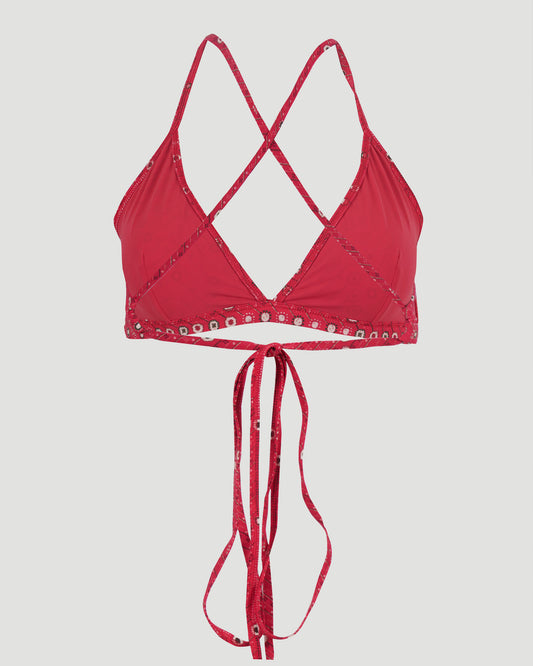 Printed Bikini Top in Red