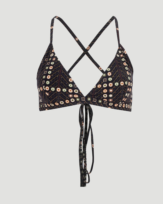 Printed Bikini Top in Black