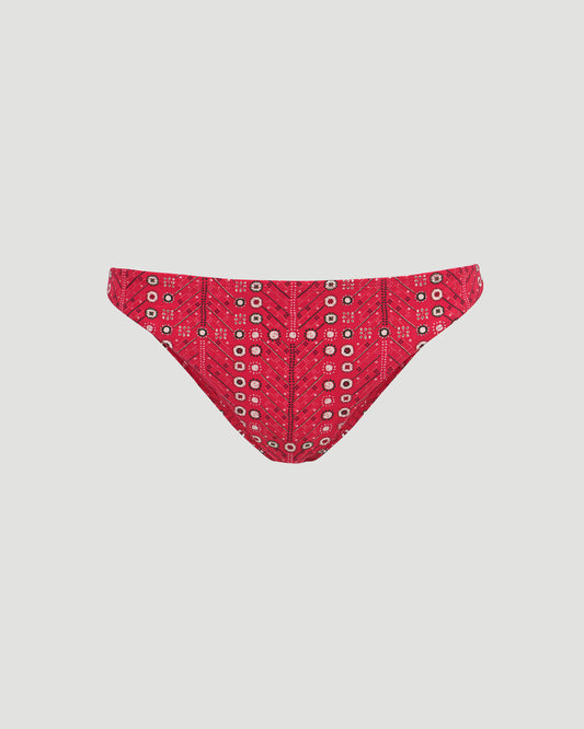 Printed Bikini Bottoms in Red