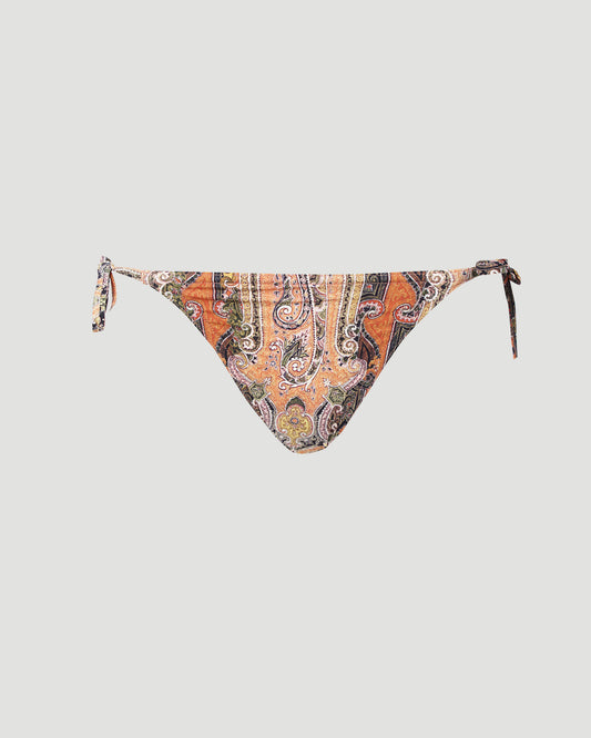 Printed Bikini Bottoms in Orange