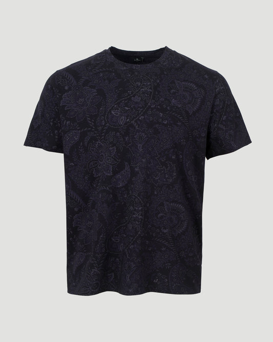 COTTON T-SHIRT IN NAVY PATTERN