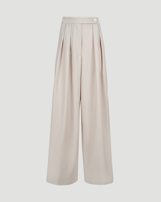 Wide Pleated Pants in Ecru