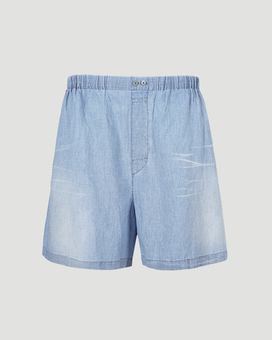 Mid Blue Shorts in Cotton Blend