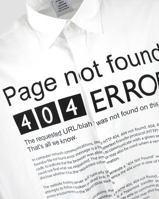 "PAGE ERROR" PRINTED SHIRT IN WHITE