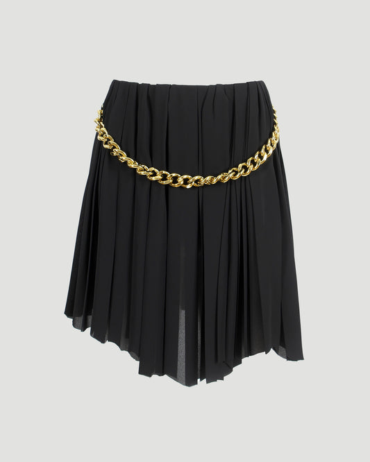Black Pleated Skirt With Chain