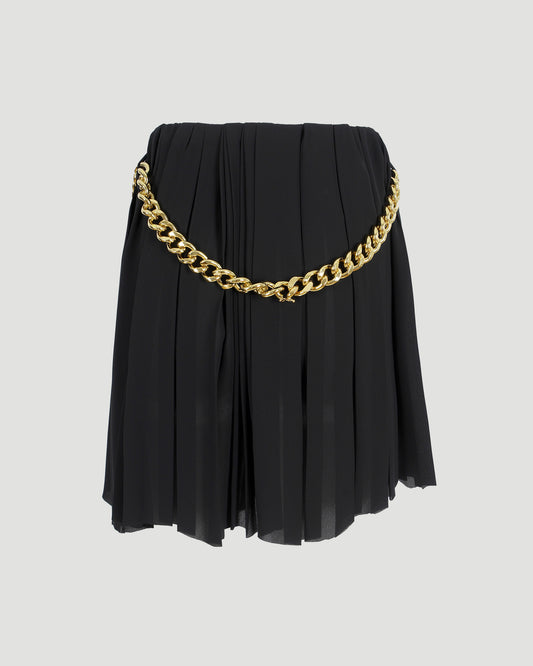 Black Pleated Skirt With Chain