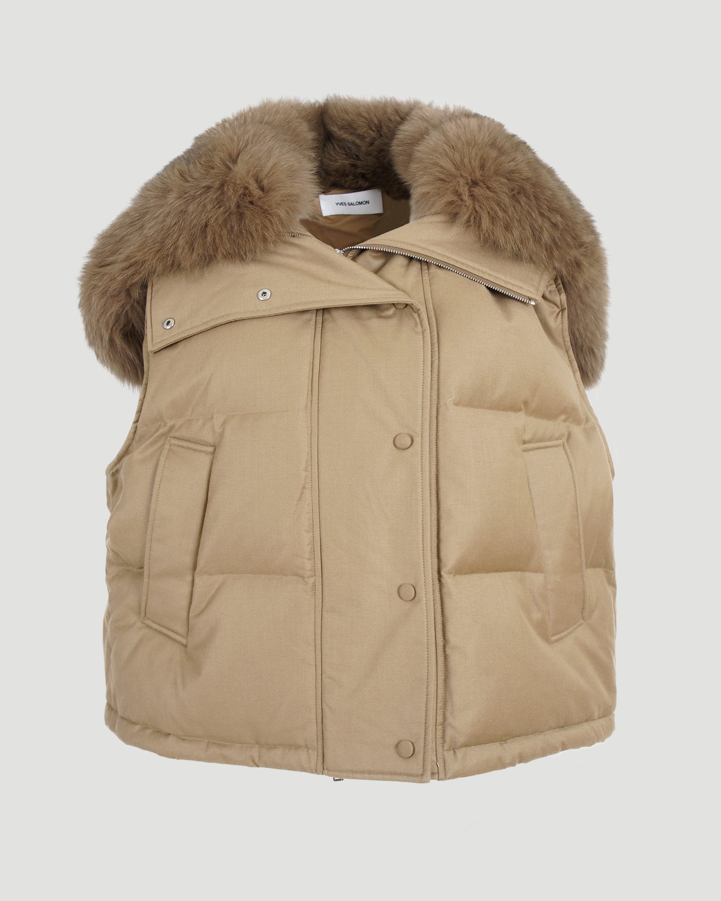 Flannel Gilet With Fox Fur Collar