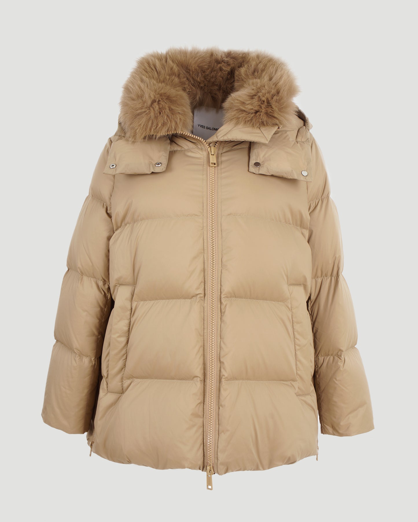 Iconic "A" Line Down Jacket With Fox Fur Collar
