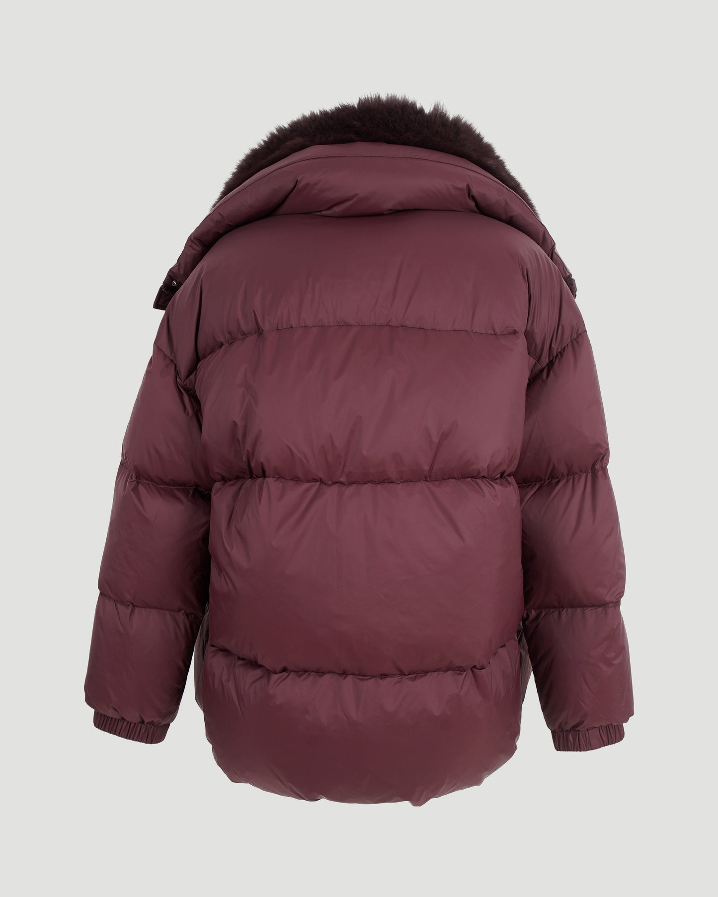 Mid-Length Down Jacket With Fluffy Lambswool Trim