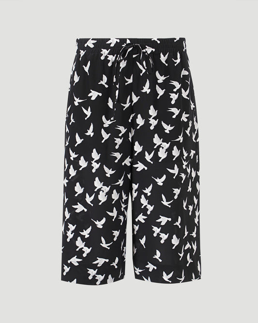 Dove Print Silk Shorts