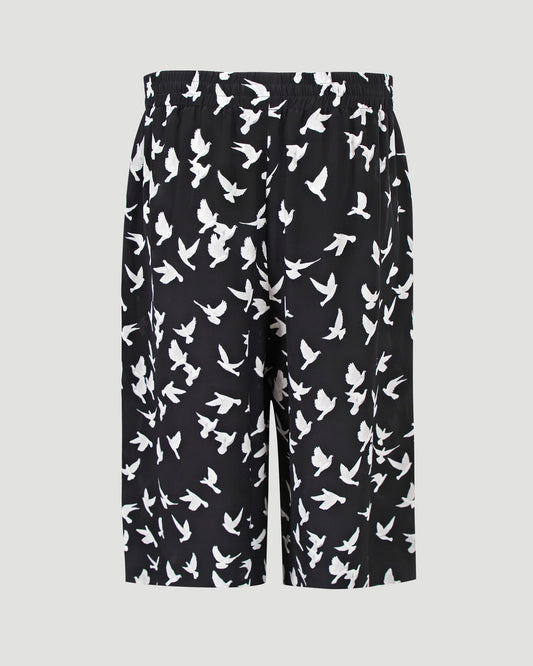 Dove Print Silk Shorts