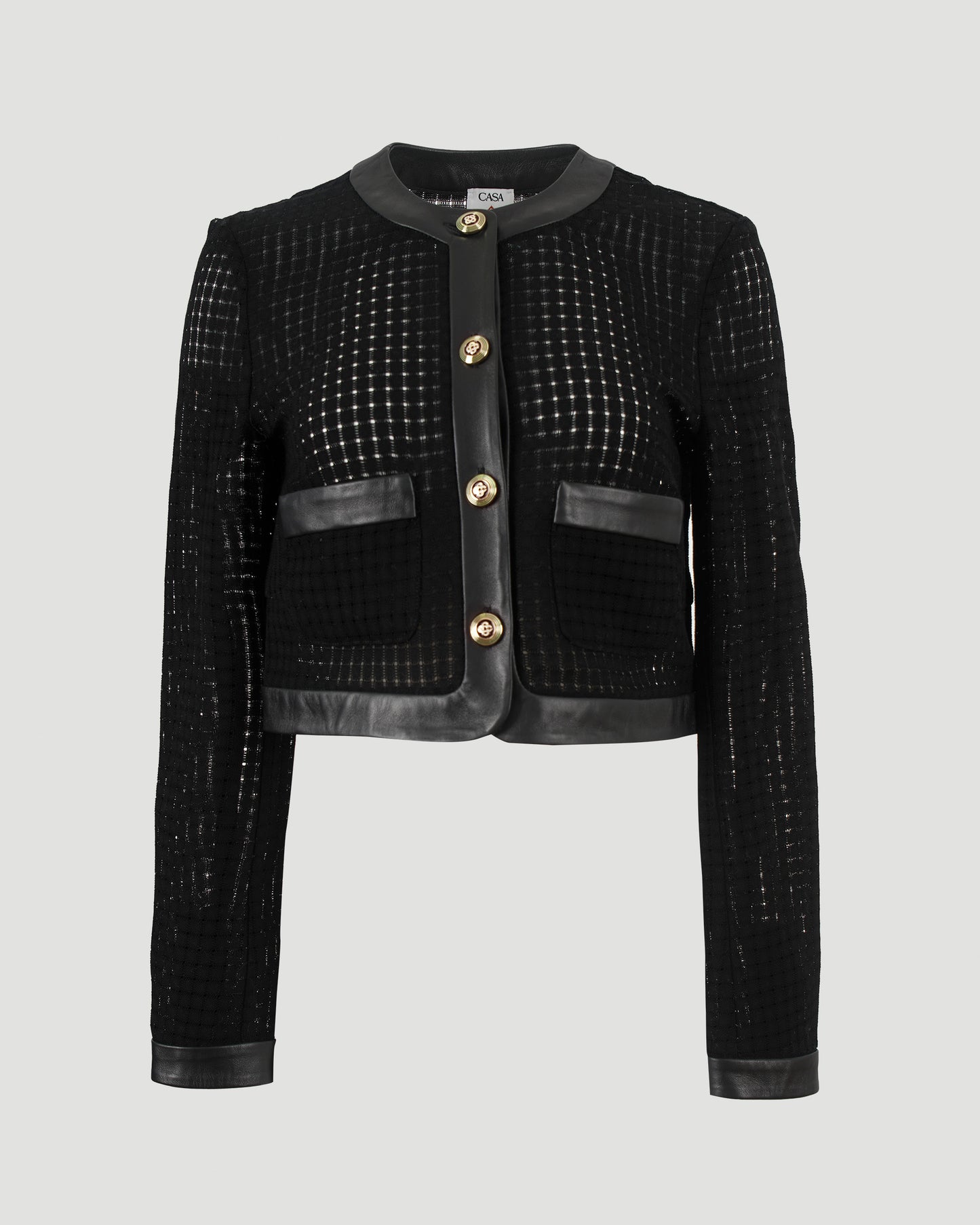 Open Weave Cropped Tailored Jacket