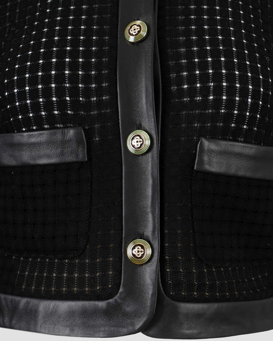 Open Weave Cropped Tailored Jacket