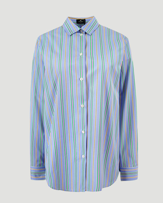Striped Cotton Shirt With Split Back