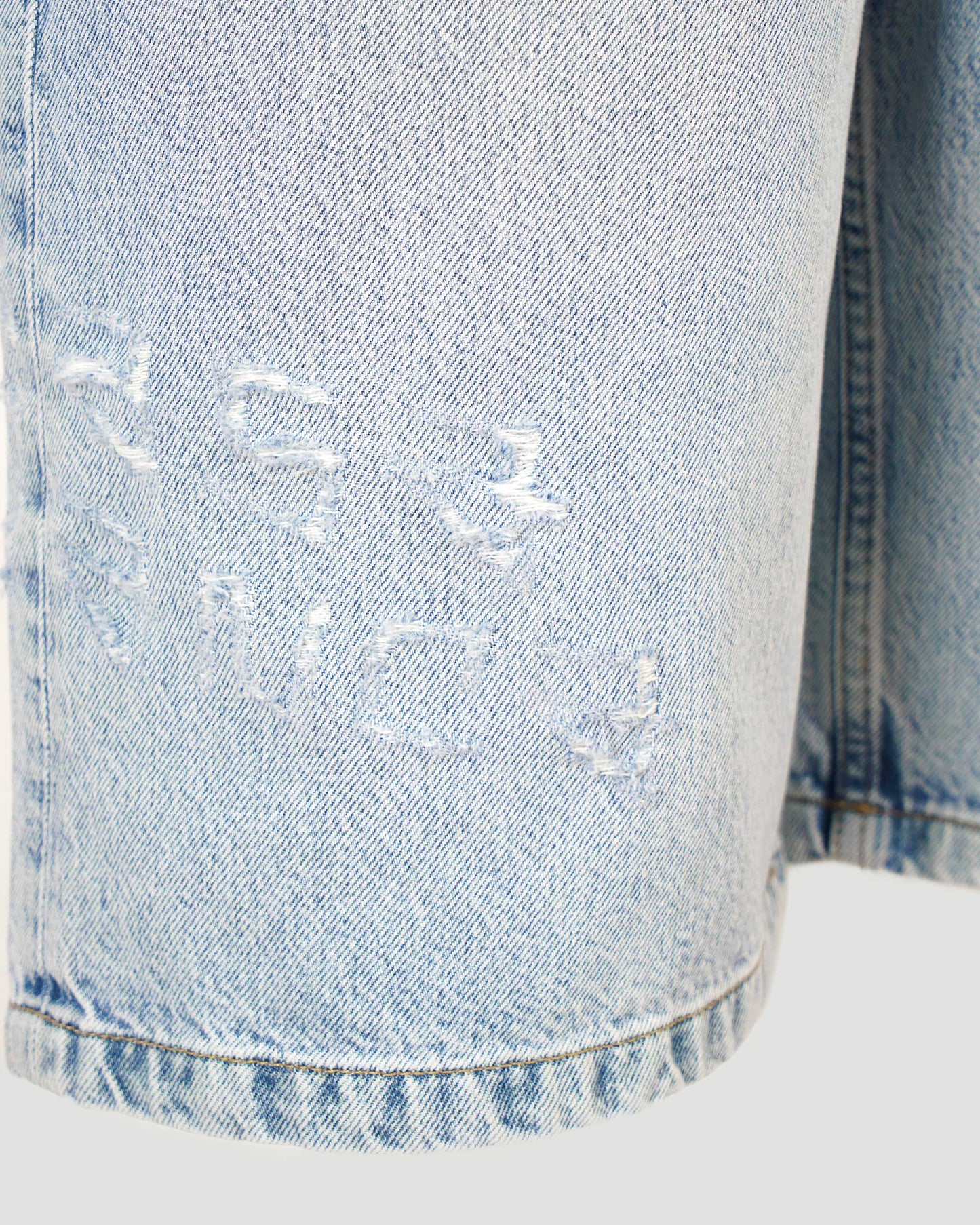 Graffiti Denim Shorts in Mid Wash