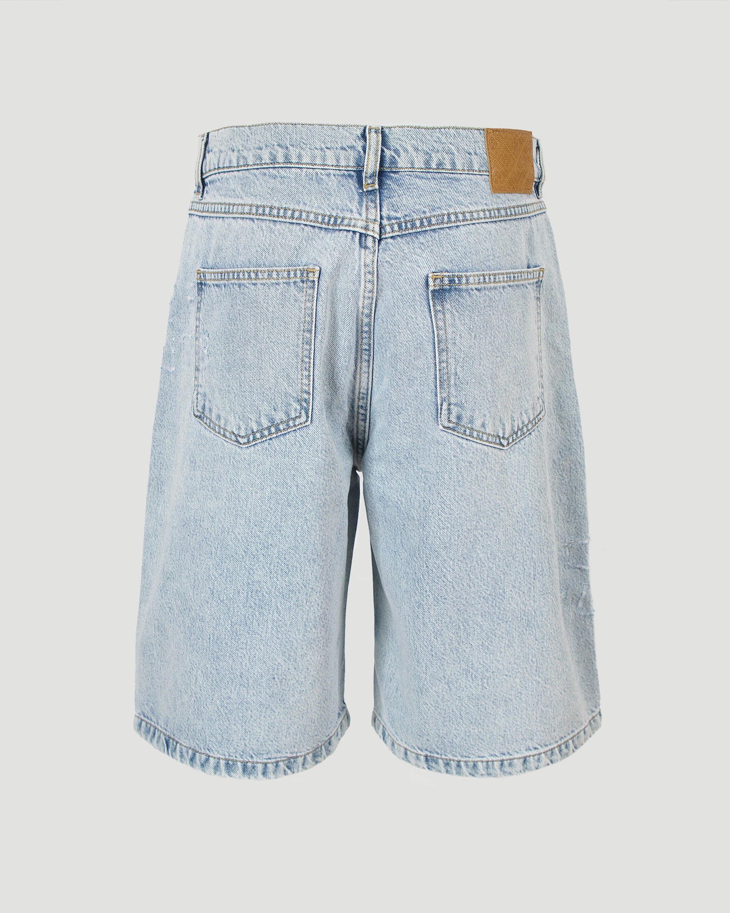 Graffiti Denim Shorts in Mid Wash