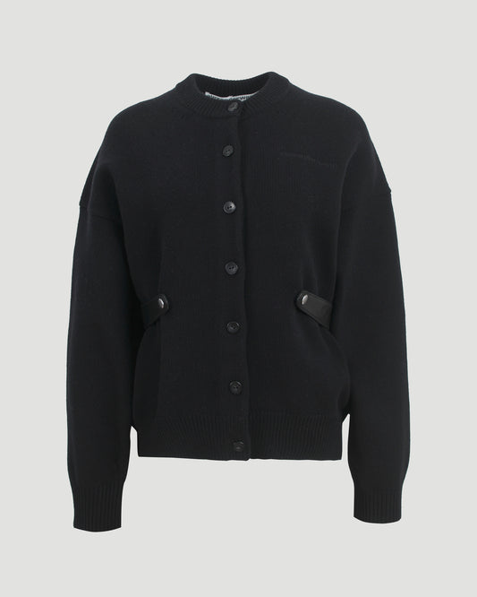 Draped Back Cardigan in Black