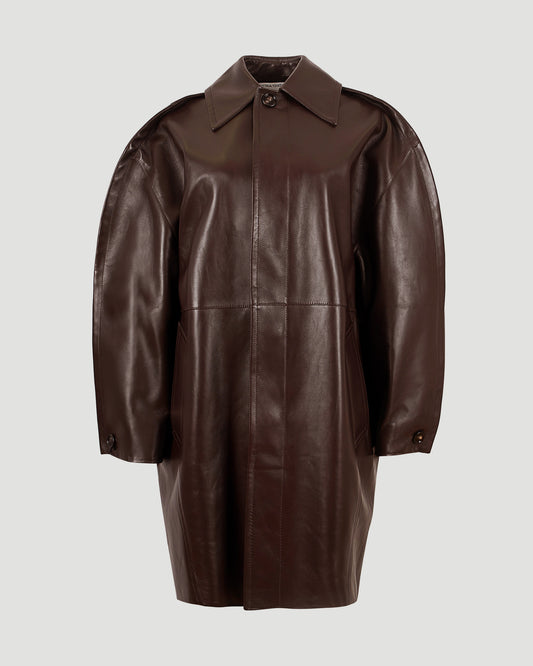 Leather Cocoon Coat