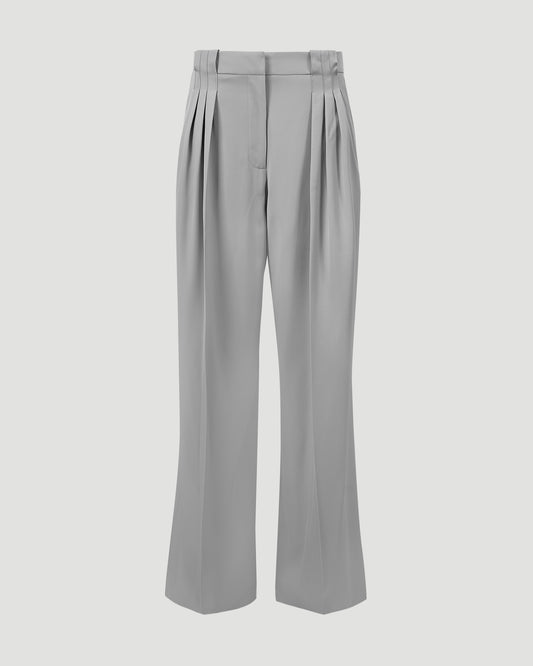 Wool Triple Pleat Tailored Trousers