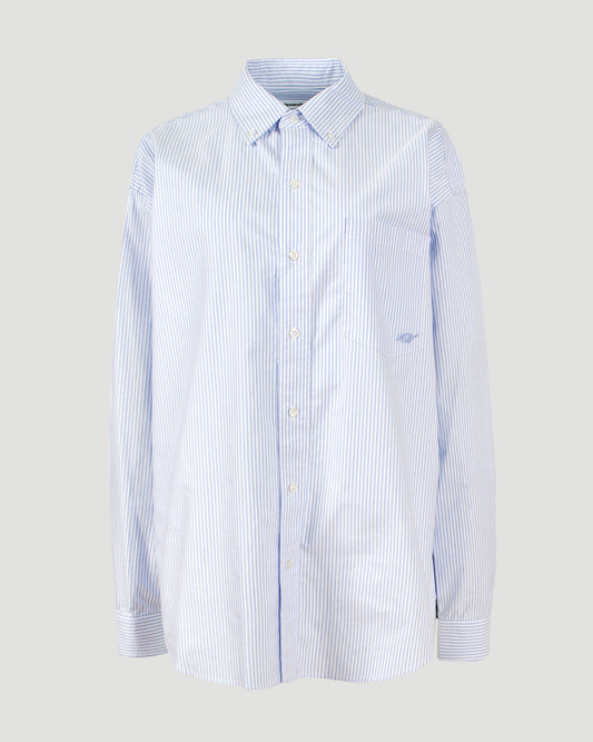 Cotton Oxford Oversize Shirt in Blue And White