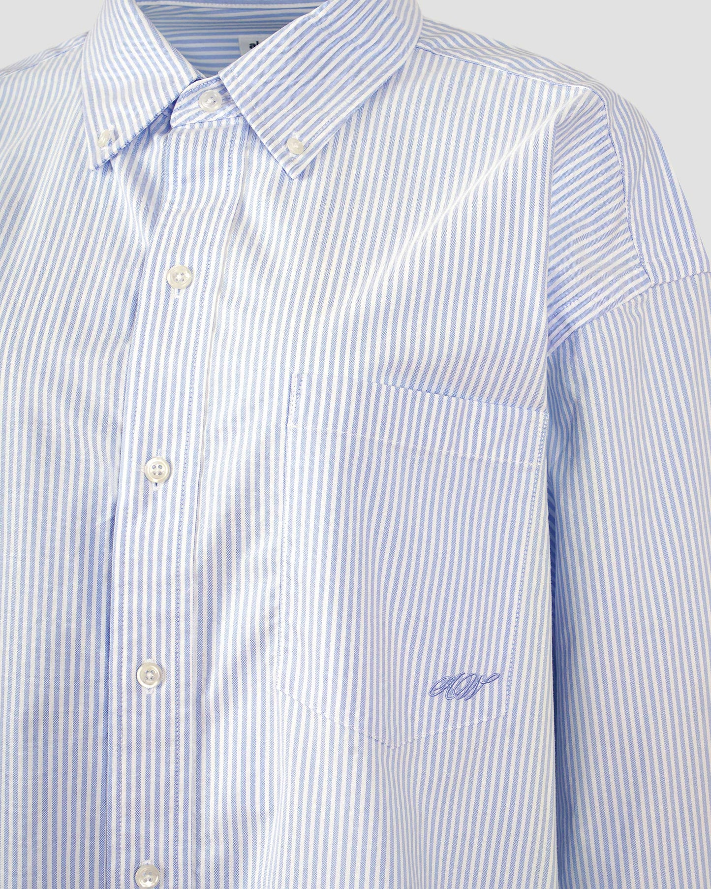 Cotton Oxford Oversize Shirt in Blue And White