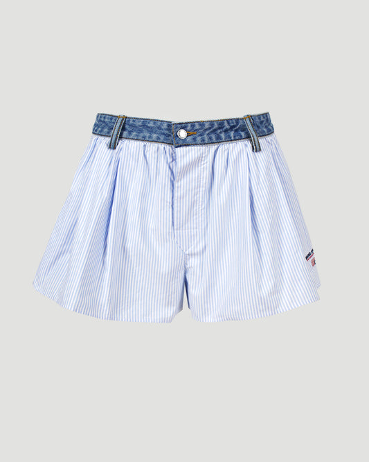 Denim waistband shorts