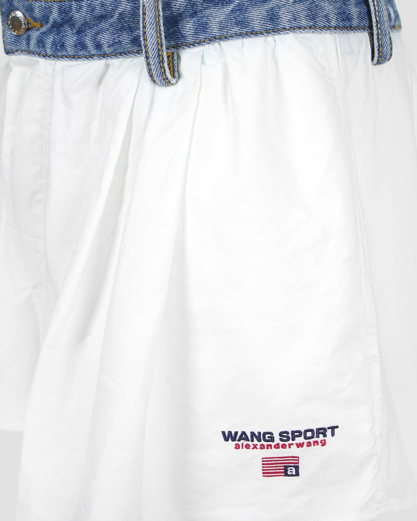 Denim waistband shorts in white