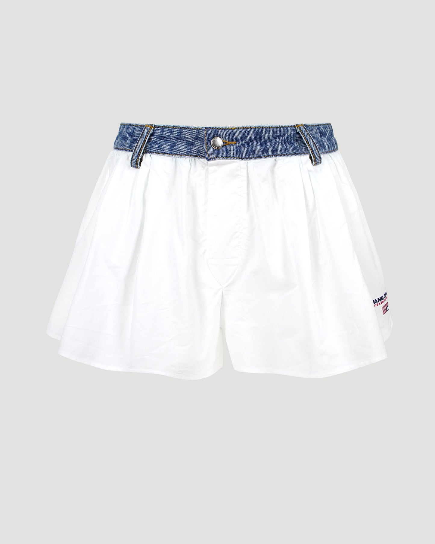 Denim waistband shorts in white