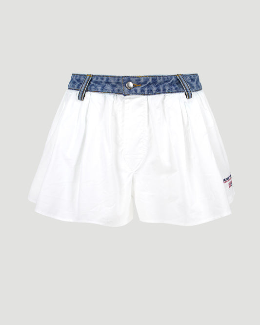 Denim waistband shorts in white