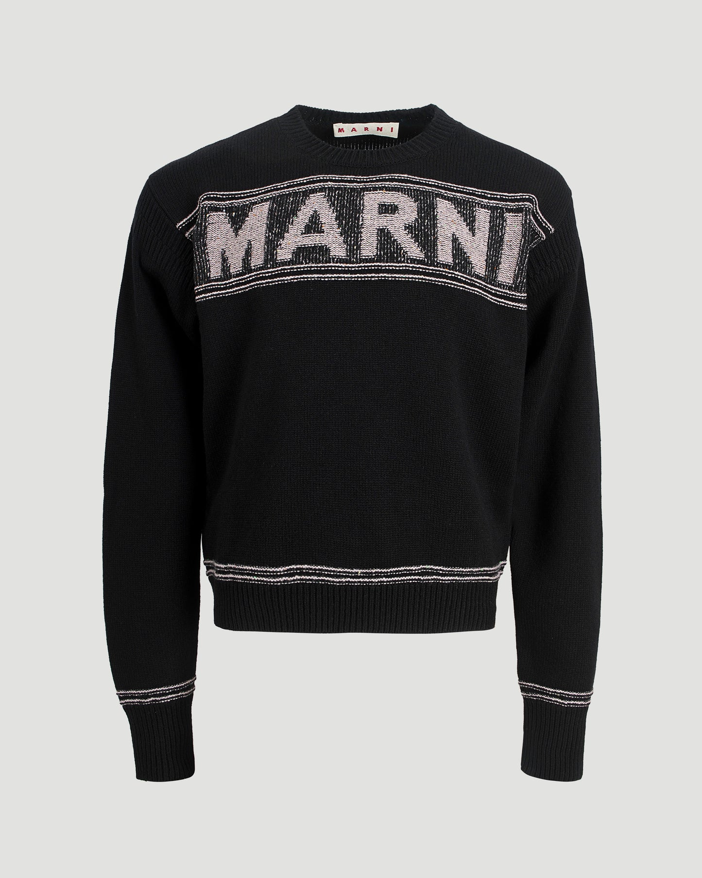 Black Wool Jumper With Maxi Marni Intarsia