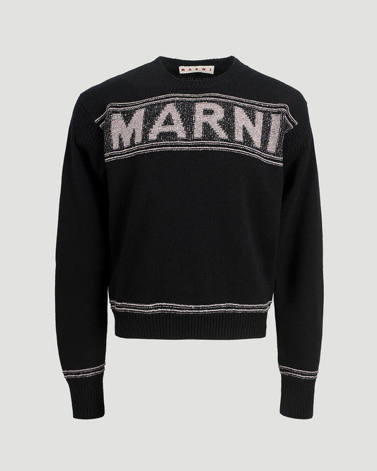 Black Wool Jumper With Maxi Marni Intarsia