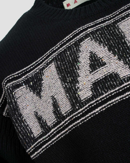 Black Wool Jumper With Maxi Marni Intarsia
