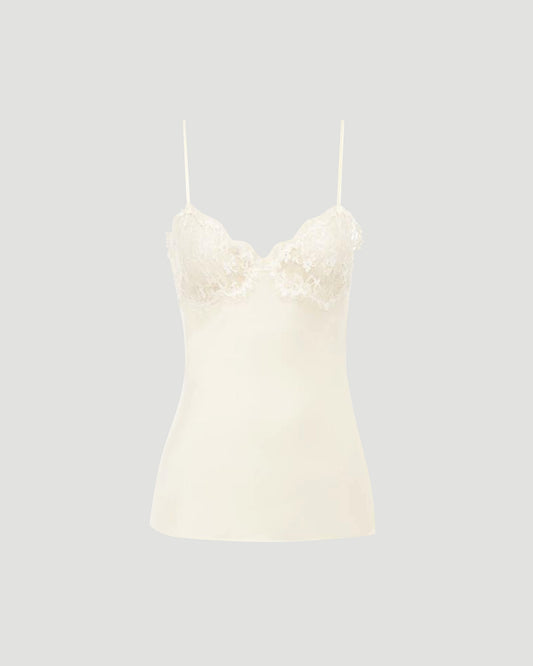 Camisole Top in Washed Silk Satin & Lace