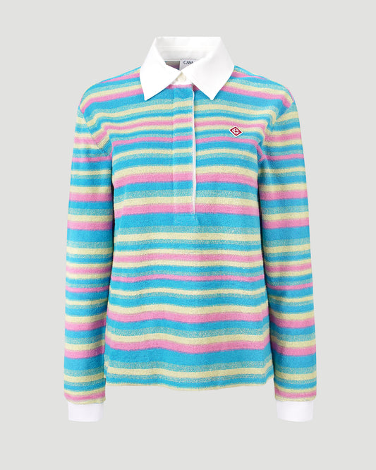 Stripe Towelling Polo Shirt