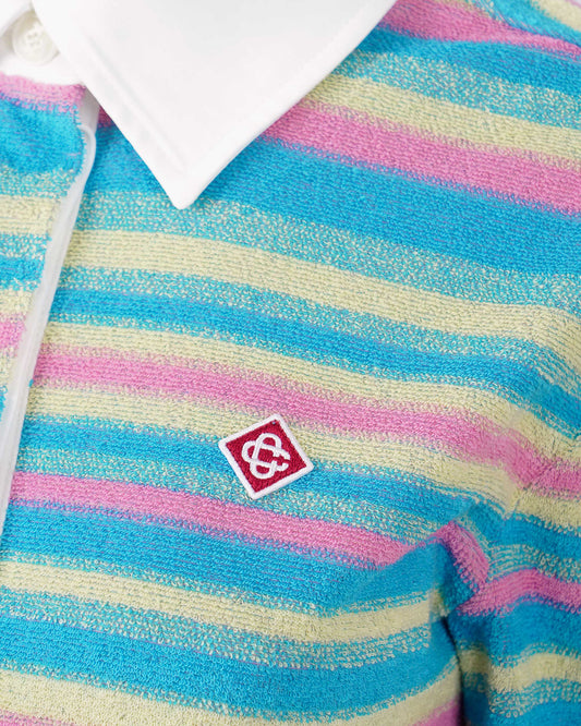 Stripe Towelling Polo Shirt