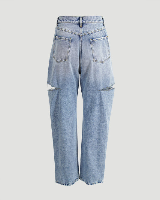 Light Blue Jeans with Cut-Outs