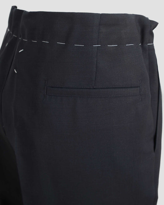 Black mohair and wool blend pleated trousers