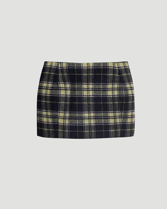 Padded Tartan Mini Skirt