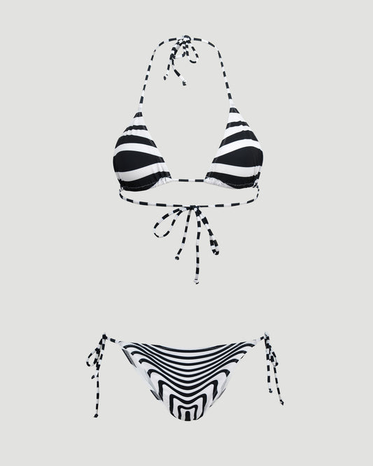 The Pinstripe Body Morphing Bikini Set in Black And White