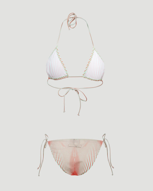 The Pinstripe Body Morphing Bikini Set in Mint And Coral
