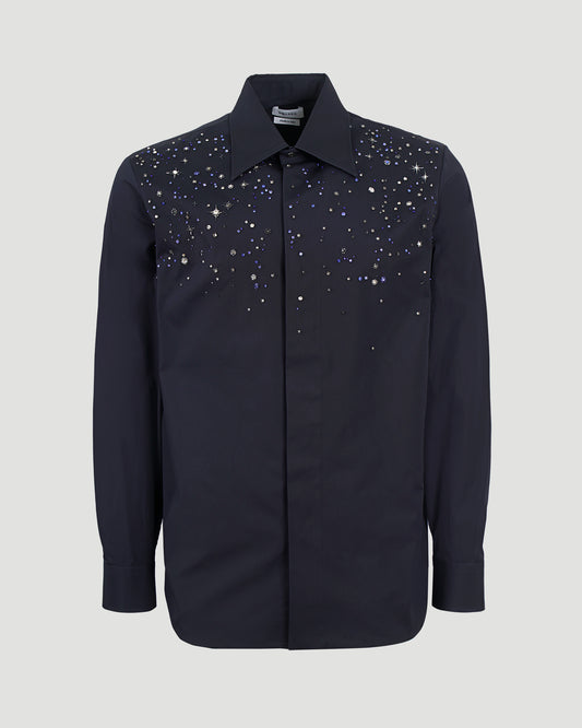 Constellation Embroidery Shirt in Midnight Blue