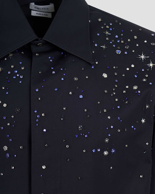 Constellation Embroidery Shirt in Midnight Blue